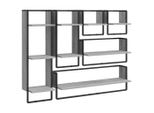 Syfax™ Set Mensole Parete Con Aste 6Pz Grigio Sonoma Legno Multistrato