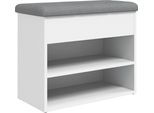 Syfax™ Panca Scarpiera Bianca 62X32X50 Cm In Legno Massello Di Argilla