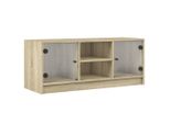 Syfax™ Mobile Porta Tv Con Ante In Vetro Rovere Sonoma 102X37X42 Cm