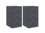 Syfax™ Comodini 2 Pz Antracite 34,5X39X62 Cm In Acciaio