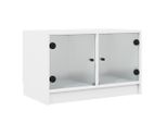 Syfax™ Mobile Porta Tv Con Ante In Vetro Bianco 68X37X42 Cm