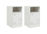 Syfax™ Comodini 2 Pz Bianchi 34,5X39X62 Cm In Acciaio