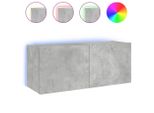 Syfax™ Mobile Tv A Parete Con Luci Led Grigio Cemento 100X35X41 Cm