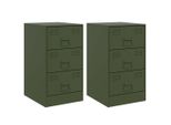 Syfax™ Comodini 2 Pz Verde Oliva 34,5X39X62 Cm In Acciaio