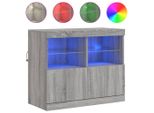 Syfax™ Credenza Con Luci Led Grigio Sonoma 81X37X67 Cm