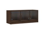Syfax™ Mobile Porta Tv Con Ante In Vetro Rovere Marrone 102X37X42 Cm