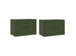 Syfax™ Mobili Tv 2 Pz Verde Oliva 67X39X44 Cm In Acciaio
