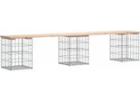Syfax™ Panca Giardino Design Gabbione 203X31X42 Cm Legno Massello Pino