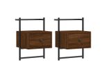 Syfax™ Comodini A Muro 2Pz Rovere Marrone 35X30X51Cm Legno Multistrato