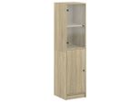 Syfax™ Credenza Con Anta In Vetro Rovere Sonoma 35X37X142 Cm