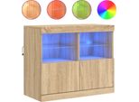 Syfax™ Credenza Con Luci Led Rovere Sonoma 81X37X67 Cm