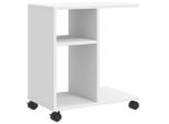 Syfax™ Tavolino Con Ruote Bianco 50X30X55 Cm In Legno Multistrato