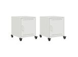 Syfax™ Comodini 2 Pz Bianchi 36X39X43,5 Cm In Acciaio