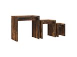 Syfax™ Tavolini Impilabili 3 Pz Rovere Fumo In Legno Multistrato