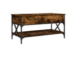 Syfax™ Tavolino Salotto Rovere Fumo 100X50X50 Cm Multistrato E Metallo