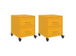 Syfax™ Comodini 2 Pz Giallo Senape 36X39X43,5 Cm In Acciaio