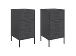 Syfax™ Comodini 2 Pz Neri 36X39X68 Cm In Acciaio