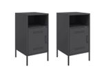 Syfax™ Comodini 2 Pz Neri 36X39X68 Cm In Acciaio
