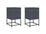 Syfax™ Comodini 2 Pz Antracite 36X39X60,5 Cm In Acciaio
