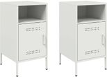 Syfax™ Comodini 2 Pz Bianchi 36X39X68 Cm In Acciaio