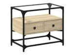 Syfax™ Mobile Tv Piano Vetro Rovere Sonoma 60X35X51 Legno Multistrato