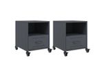 Syfax™ Comodini 2 Pz Antracite 36X39X43,5 Cm In Acciaio
