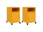Syfax™ Comodini 2 Pz Giallo Senape 36X39X59 Cm In Acciaio