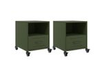 Syfax™ Comodini 2 Pz Verde Oliva 36X39X43,5 Cm In Acciaio