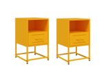 Syfax™ Comodini 2 Pz Giallo Senape 36X39X60,5 Cm In Acciaio