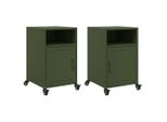 Syfax™ Comodini 2 Pz Verde Oliva 36X39X59 Cm In Acciaio
