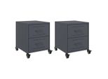 Syfax™ Comodini 2 Pz Antracite 36X39X43,5 Cm In Acciaio