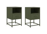 Syfax™ Comodini 2 Pz Verde Oliva 36X39X60,5 Cm In Acciaio