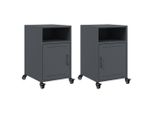 Syfax™ Comodini 2 Pz Antracite 36X39X59 Cm In Acciaio