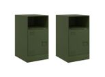 Syfax™ Comodini 2 Pz Verde Oliva 34,5X39X62 Cm In Acciaio