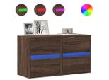 Syfax™ Mobili Tv A Parete Con Luci Led 2Pz Rovere Marrone 41X31X45 Cm