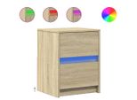 Syfax™ Comodini Con Luci Led 2Pz Rovere Sonoma In Legno Multistrato