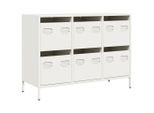 Syfax™ Credenza Bianca 101,5X39X73,5 Cm In Acciaio Laminato A Freddo