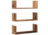 Syfax™ Mensole Da Parete 3Pz Legno Antico 58X18X18 Cm In Truciolato