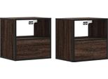 Syfax™ Comodini A Muro 2 Pz Rovere Marrone 40X31X39,5 Cm