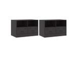 Syfax™ Mobili Tv 2 Pz Neri 67X39X44 Cm In Acciaio
