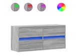 Syfax™ Mobile Tv A Parete Con Luci Led Grigio Sonoma 100X31X45 Cm
