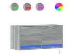 Syfax™ Mobile Tv A Parete Con Luci Led Grigio Sonoma 80X31X35 Cm