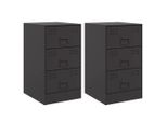 Syfax™ Comodini 2 Pz Neri 34,5X39X62 Cm In Acciaio