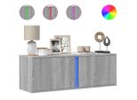 Syfax™ Mobile Tv A Parete Con Luci Led Grigio Sonoma 100X31X35 Cm