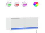 Syfax™ Mobile Tv A Parete Con Luci Led Bianco 100X31X35 Cm