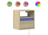 Syfax™ Mobili Tv A Parete Con Luci Led 2Pz Rovere Sonoma 41X31X45 Cm
