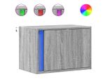 Syfax™ Comodini A Parete Con Luci Led 2 Pz Grigio Sonoma