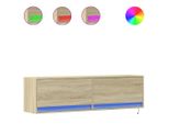 Syfax™ Mobile Tv A Parete Con Luci Led Rovere Sonoma 140X31X38 Cm