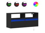 Syfax™ Mobile Tv A Parete Con Luci Led Nero 100X31X45 Cm