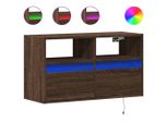 Syfax™ Mobile Tv A Parete Con Luci Led Rovere Marrone 80X31X45 Cm